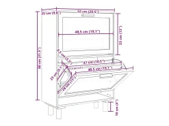 Zapatero negro 52x25x80 cm Madera de ingeniería/Ratán