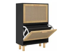 Zapatero negro 52x25x80 cm Madera de ingeniería/Ratán