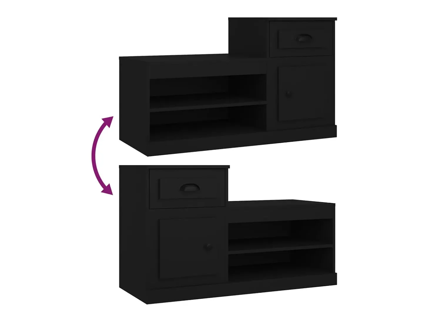 Zapatero negro 100x42x60 cm madera contrachapada