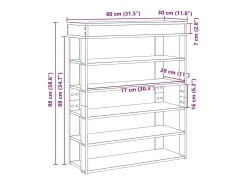 Zapatero negro 80x30x98 cm madera de ingeniería