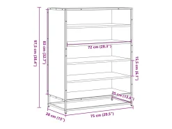 Zapatero negro 75x38x97,5 cm madera contrachapada metal