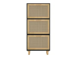 Zapatero negro 52x25x115 cm Madera de ingeniería/ratán