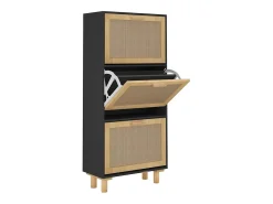 Zapatero negro 52x25x115 cm Madera de ingeniería/ratán