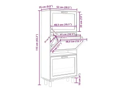Zapatero negro 52x25x115 cm Madera de ingeniería/ratán