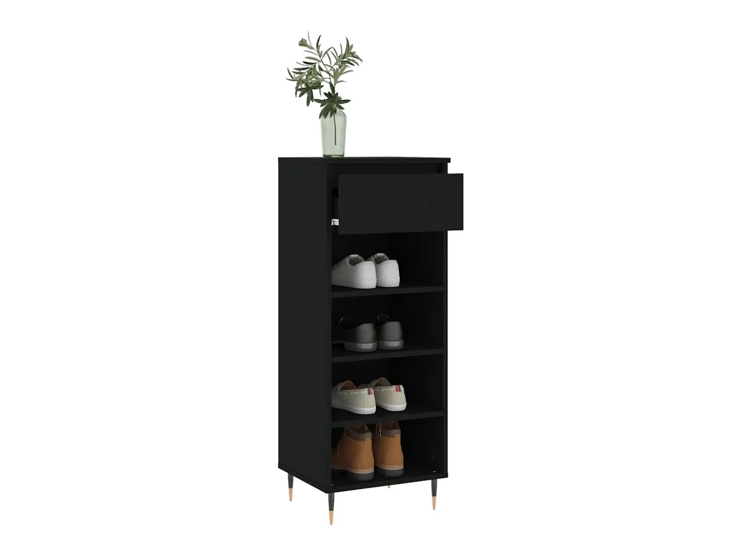 Zapatero negro 40x36x105 cm Madera contrachapada