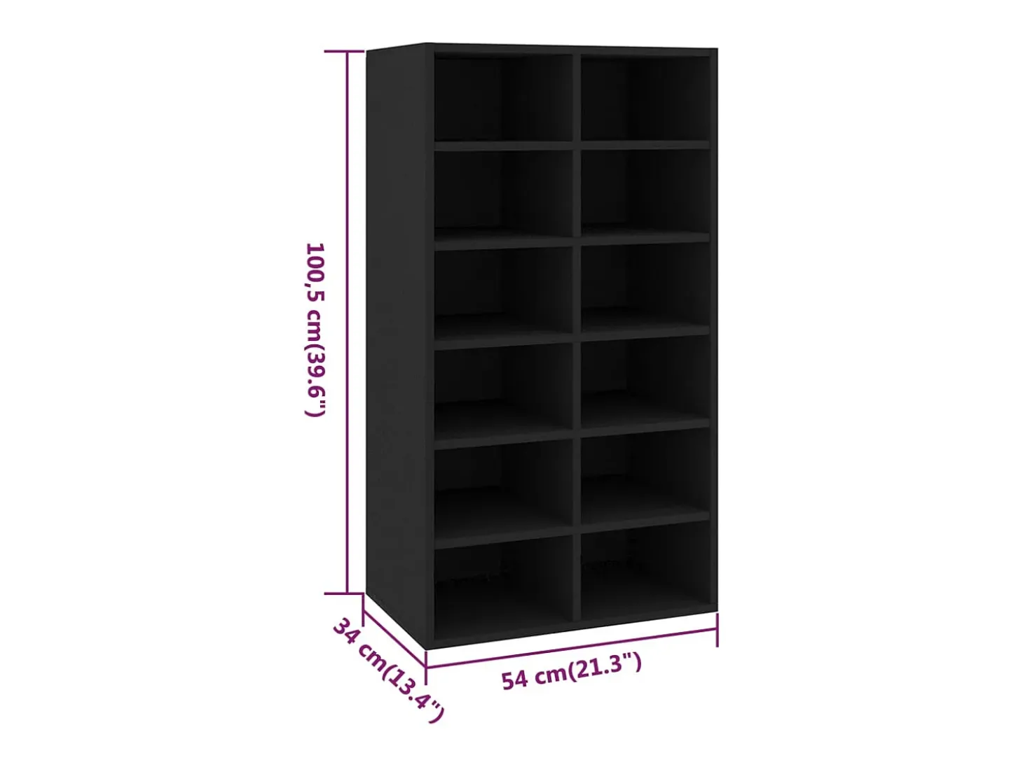 Zapatero negro 54x34x100,5 cm Madera de ingeniería