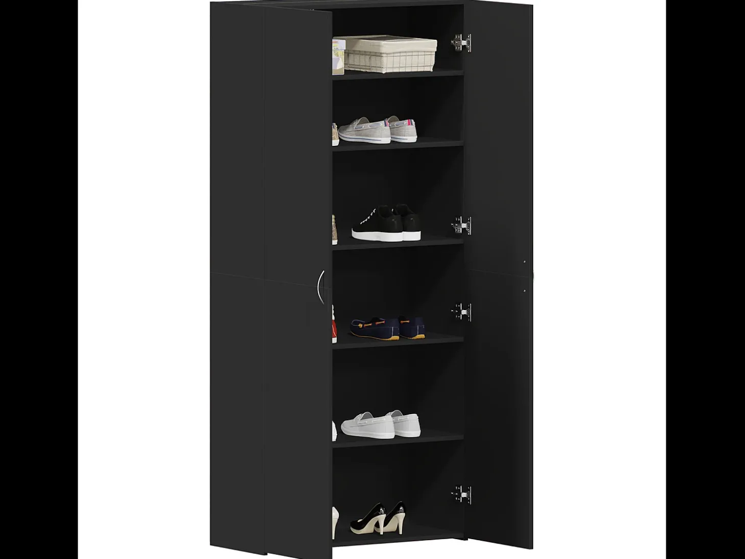 Zapatero negro 80x35,5x180 cm Madera contrachapada
