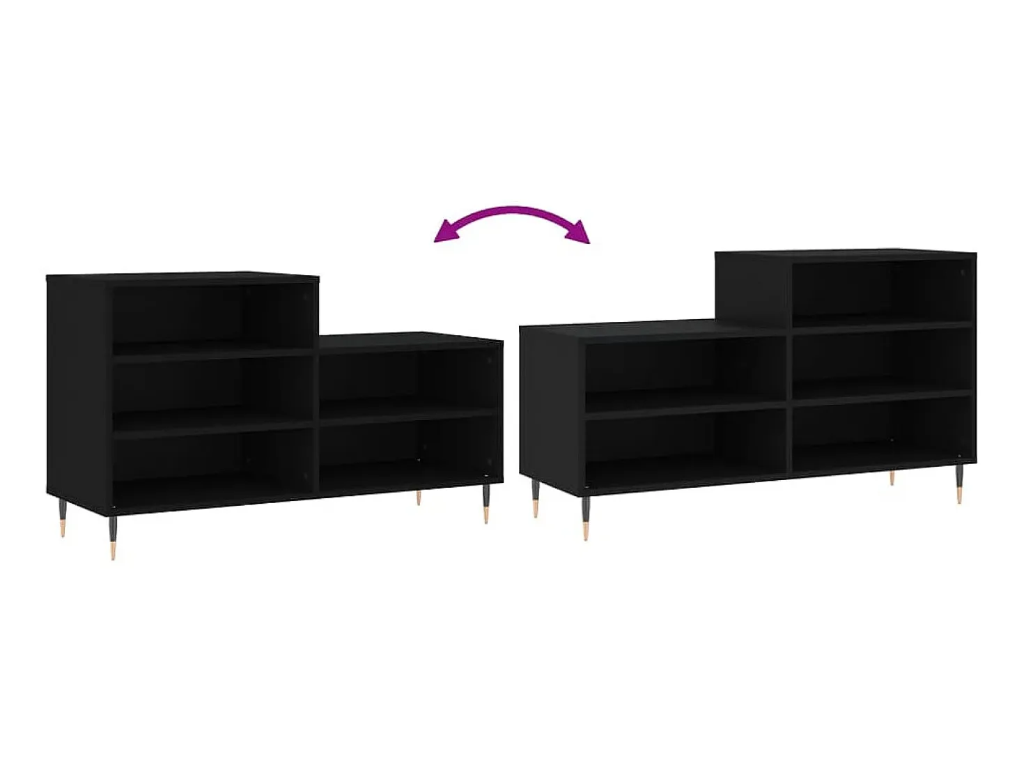 Zapatero negro 102x36x60 cm Madera contrachapada