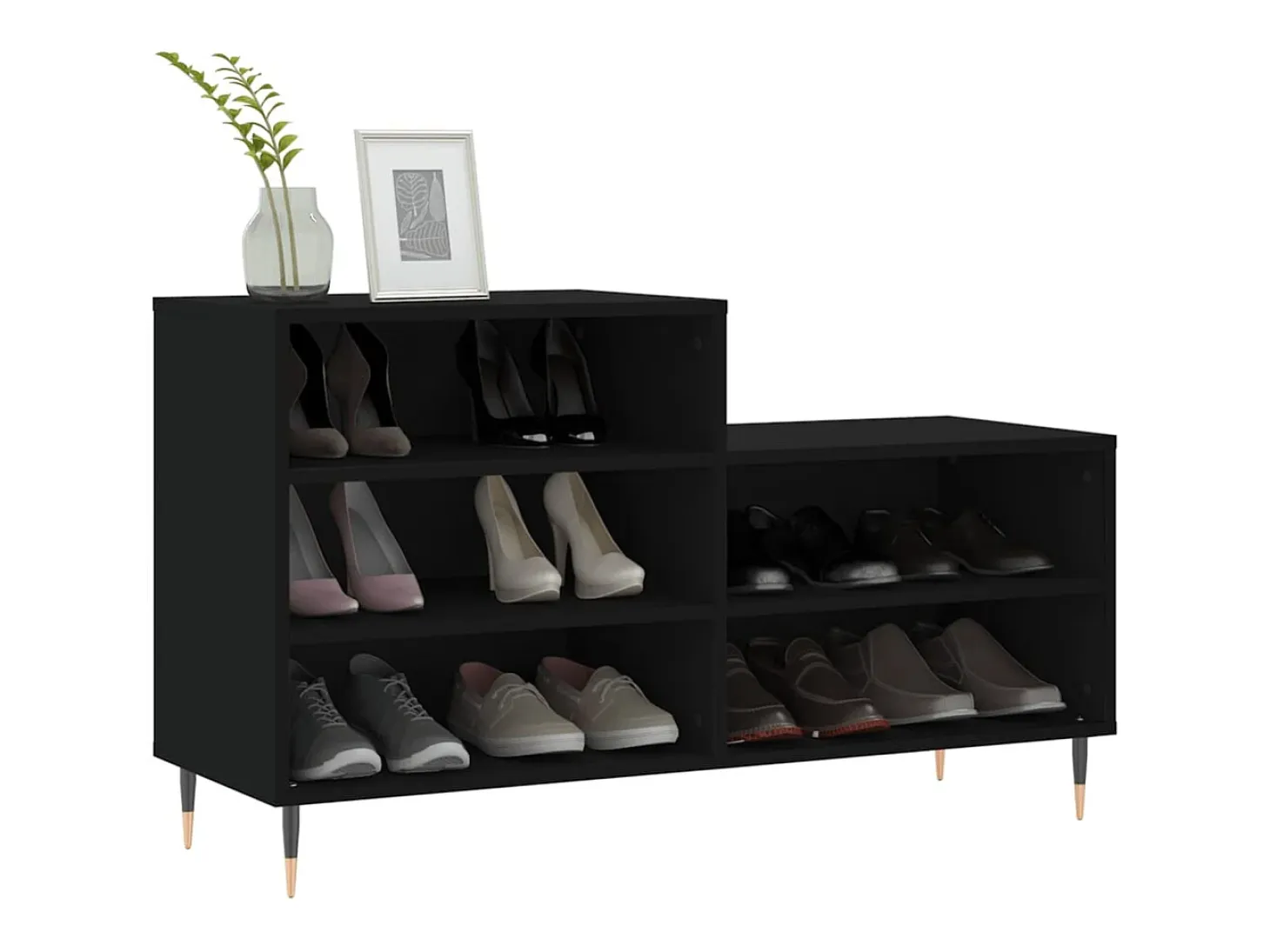 Zapatero negro 102x36x60 cm Madera contrachapada