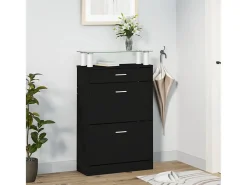 Zapatero negro 63x24x104 cm Madera contrachapada