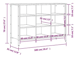 Zapatero negro 100x35x70 cm madera contrachapada