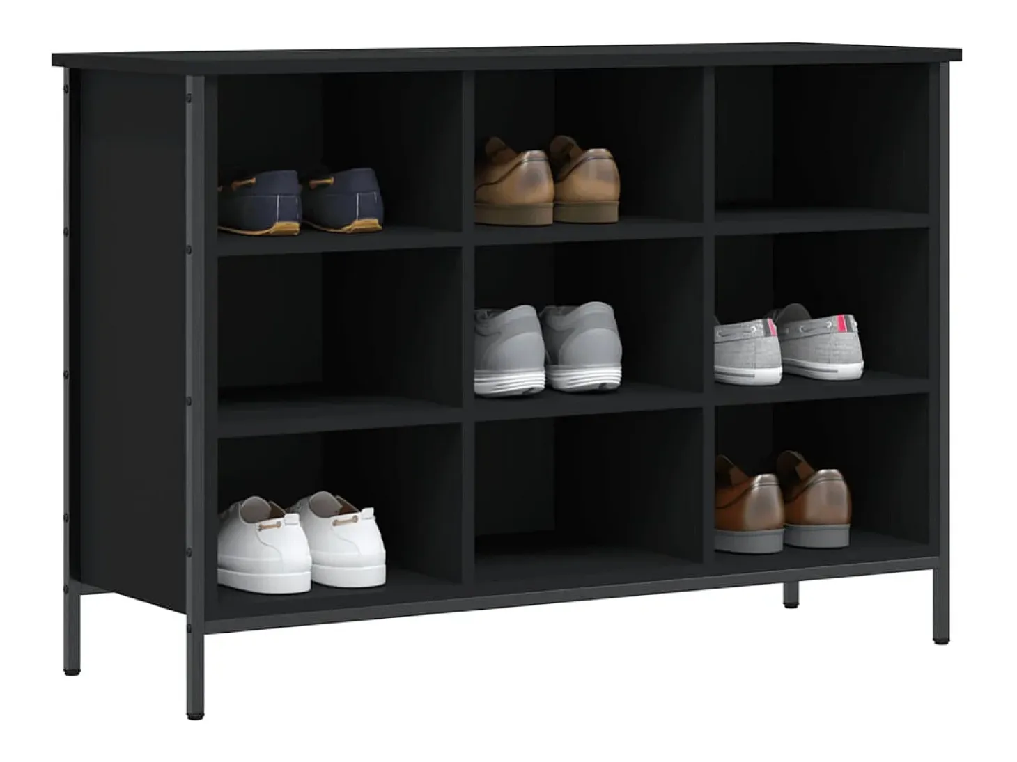 Zapatero negro 100x35x70 cm madera contrachapada