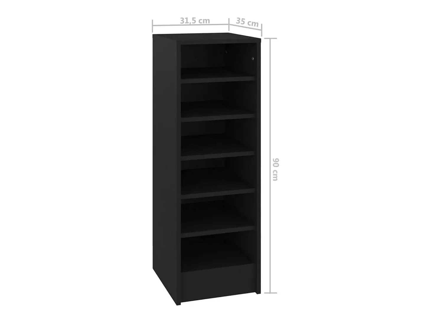 Zapatero negro 31,5x35x90 cm Madera contrachapada