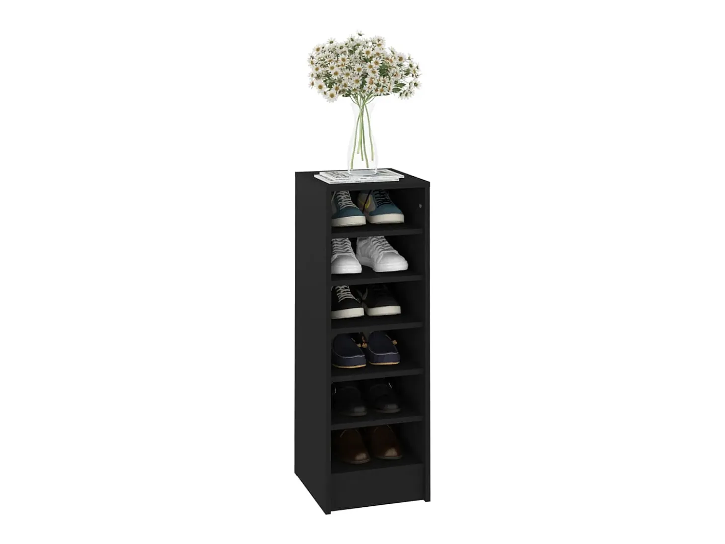 Zapatero negro 31,5x35x90 cm Madera contrachapada