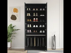 Zapatero negro 80x39x180 cm Madera contrachapada