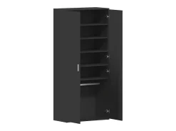 Zapatero negro 80x39x180 cm Madera contrachapada