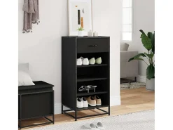 Zapatero negro 48x38x97,5 cm madera de ingeniería