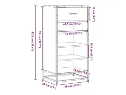 Zapatero negro 48x38x97,5 cm madera de ingeniería