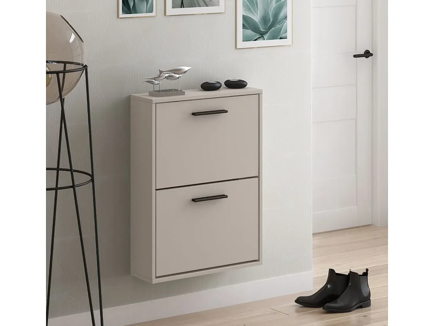 Zapatero New Aura 2 puertas abatibles beige 73x54x18 cm