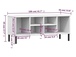 Zapatero patas metal Blanco 106x35x45cm Madera OSLO