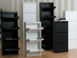 Zapatero Pisa de 6 puertas en metal negro. Se entrega completamente montado.