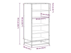 Zapatero roble ahumado 48x38x97,5 cm madera de ingeniería