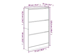 Zapatero roble ahumado 80x21x125,5 cm madera de ingeniería