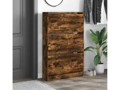 Zapatero roble ahumado 80x21x125,5 cm madera de ingeniería