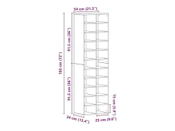 Zapatero roble craft 54x34x183cm madera de ingeniería