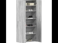 Zapatero Sonoma Gris 80x35,5x180 cm Madera de Ingeniería
