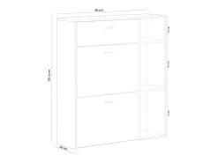 Zapatero WIND, color estructura Gris Antracita, color roble, 90x26x102cm
