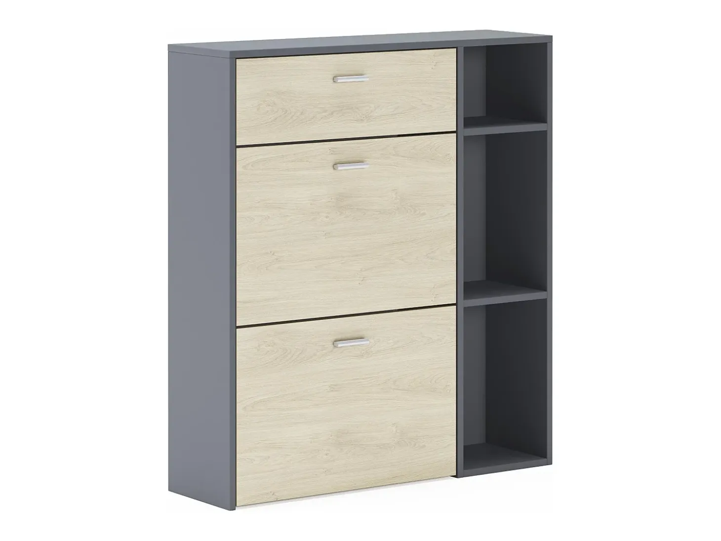 Zapatero WIND, color estructura Gris Antracita, color roble, 90x26x102cm