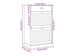 Zapatero 60x35x96 cm madera maciza de pino blanco