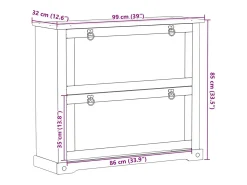 Zapatero 99x32x85 cm madera maciza de pino