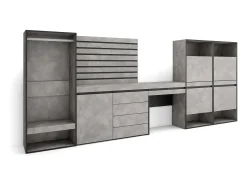 Zapatero, 335x57x145cm, Dormitorio, habitación, Vestidor abierto, Cómoda, Cajonera, Listones Decorativos, Tocador, Cemento