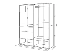 Zapatero, 120x35x145cm, Dormitorio, habitación, Vestidor abierto, Blanco