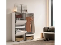 Zapatero, 120x35x145cm, Dormitorio, habitación, Vestidor abierto, Blanco