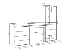 Zapatero, 187x35x145cm, Dormitorio, habitación, Cómoda, Cajonera, Tocador, Cemento