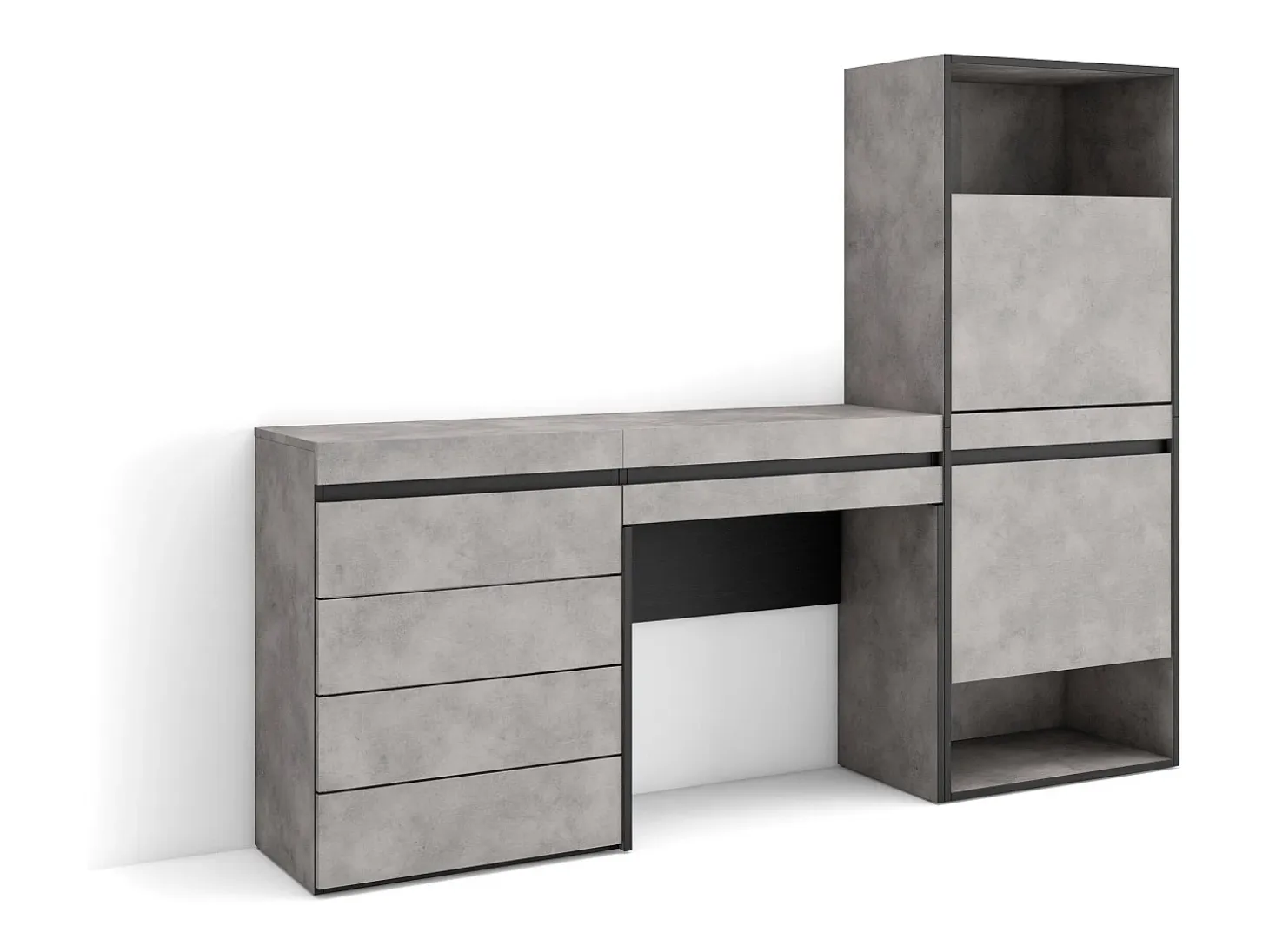 Zapatero, 187x35x145cm, Dormitorio, habitación, Cómoda, Cajonera, Tocador, Cemento
