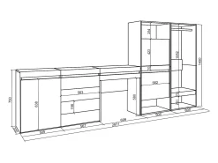 Zapatero, 297x35x145cm, Dormitorio, habitación, Vestidor abierto, Cómoda, Cajonera, Tocador, Roble