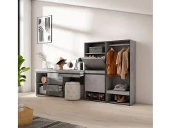 Zapatero, 297x35x145cm, Dormitorio, habitación, Vestidor abierto, Cómoda, Cajonera, Tocador, Cemento