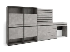 Zapatero, 297x35x145cm, Dormitorio, habitación, Cómoda, Cajonera, Listones Decorativos, Tocador, Cemento