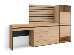 Zapatero, 237x35x145cm, Dormitorio, habitación, Cómoda, Cajonera, Listones Decorativos, Tocador, Roble