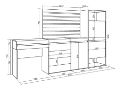 Zapatero, 237x35x145cm, Dormitorio, habitación, Cómoda, Cajonera, Listones Decorativos, Tocador, Roble