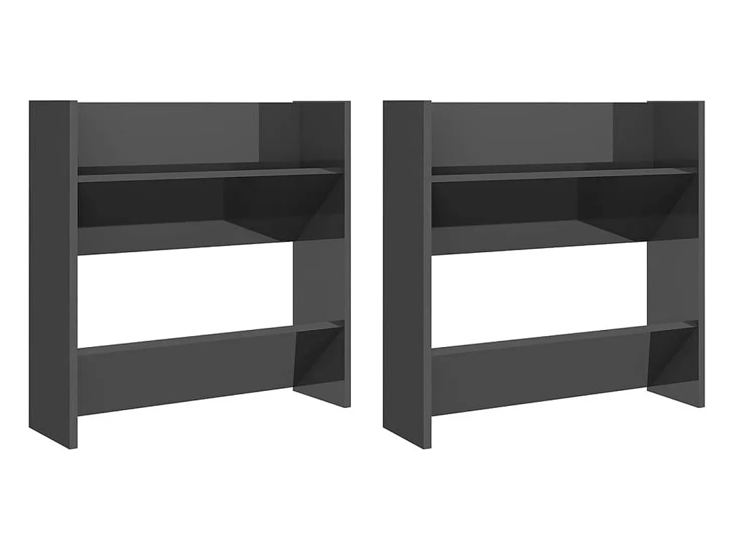 Zapateros de pared 2 uds contrachapada gris brillo 60x18x60 cm ES342417