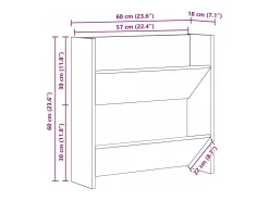 Zapateros de pared 2 uds Madera vieja 60x18x60 cm