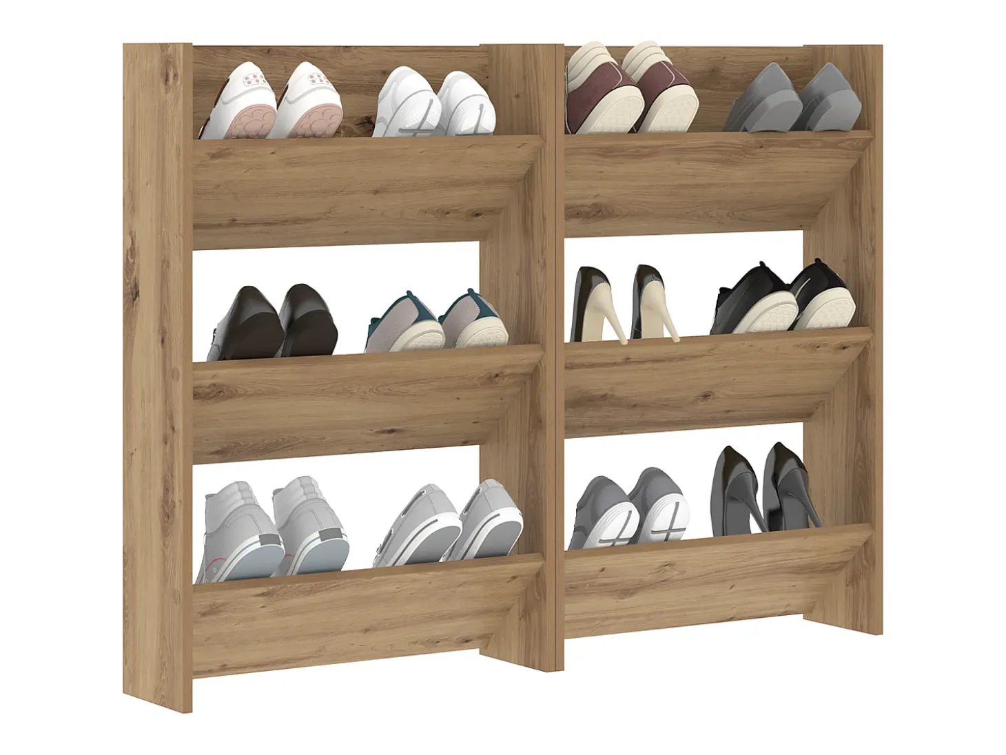 Zapateros de pared con balda Otros 2 piezas roble artesanal