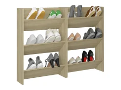 Zapateros de pared de 2 piezas Roble 60x18x90 cm Aglomerado
