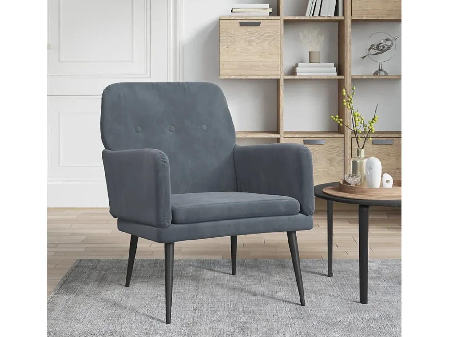 Zarina Sillón de terciopelo gris oscuro 62x79x79 cm