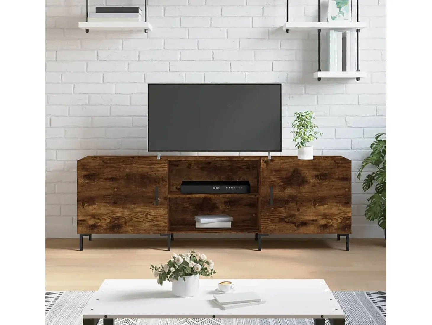 Zendra Mueble de TV madera de ingeniería roble ahumado 150x30x50 cm